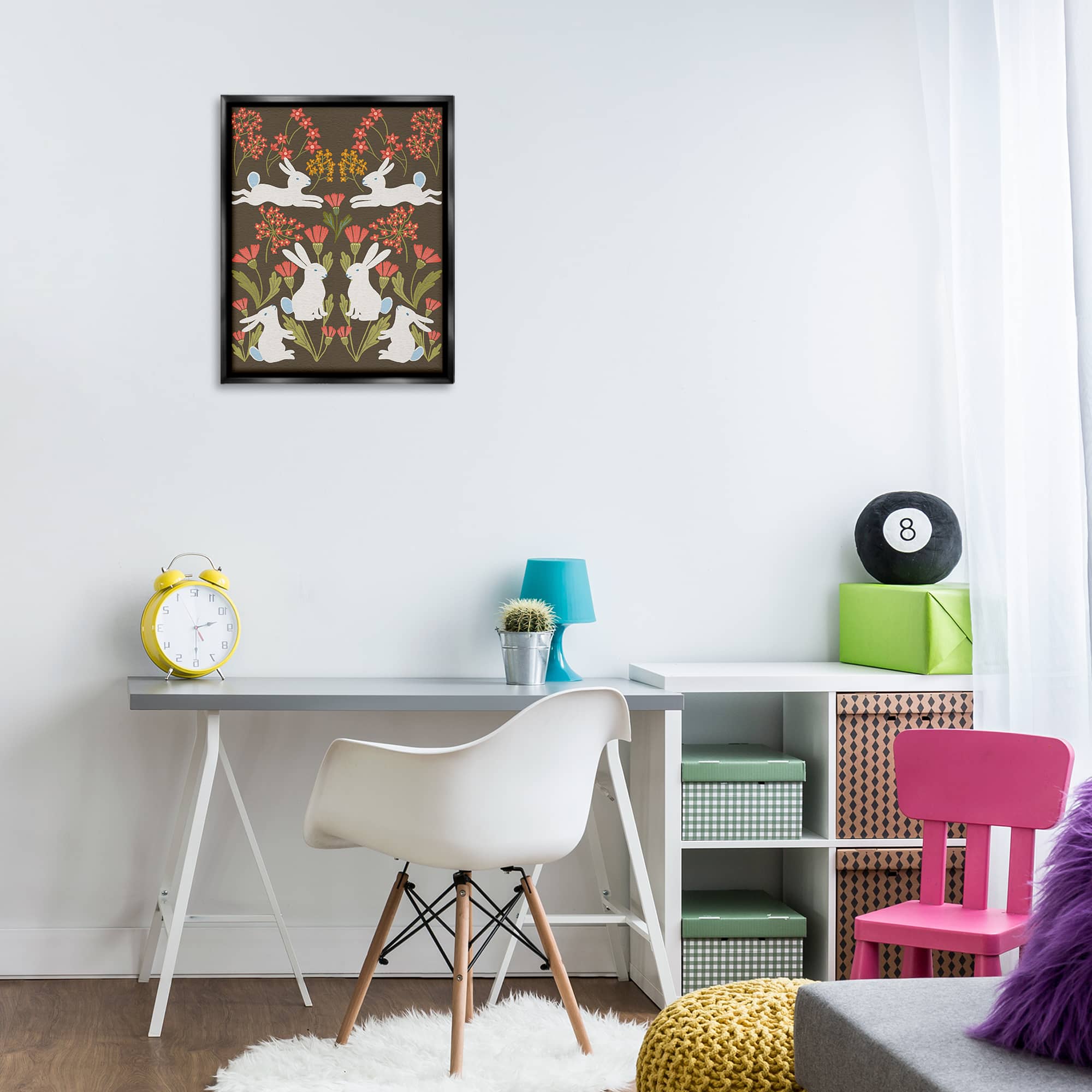 Stupell Industries Wild Spring Blooms & Rabbits Floating Frame Wall Art